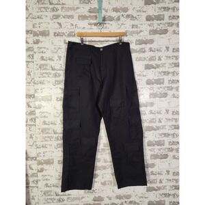 Forever 21 Men Cargo Pants Size 38 Black Utility Pockets Streetwear Straight Fit